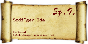 Száger Ida névjegykártya